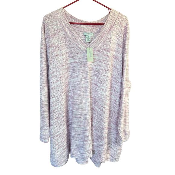 Catherine's Women Sweater 3X Purple Pullover 3/4 Sleeve Heather Oversized Boxy - Picture 1 of 9